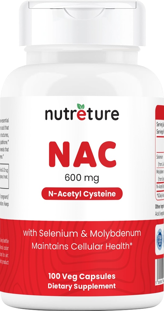 N-Acetyl Cysteine supplemento di fegato con selenio e molibdeno per la salute del fegato | N-Acetyl Cysteine 600 mg 100 capsule