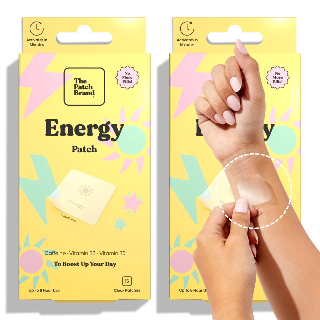 Il Patch Brand Energy Patches | Supporta l'energia con Caffeina e B5 e B3 | Tutte le Patch Natural Wellness Plant Based and Cruelty Free Water Resistant Patches That Last All Day