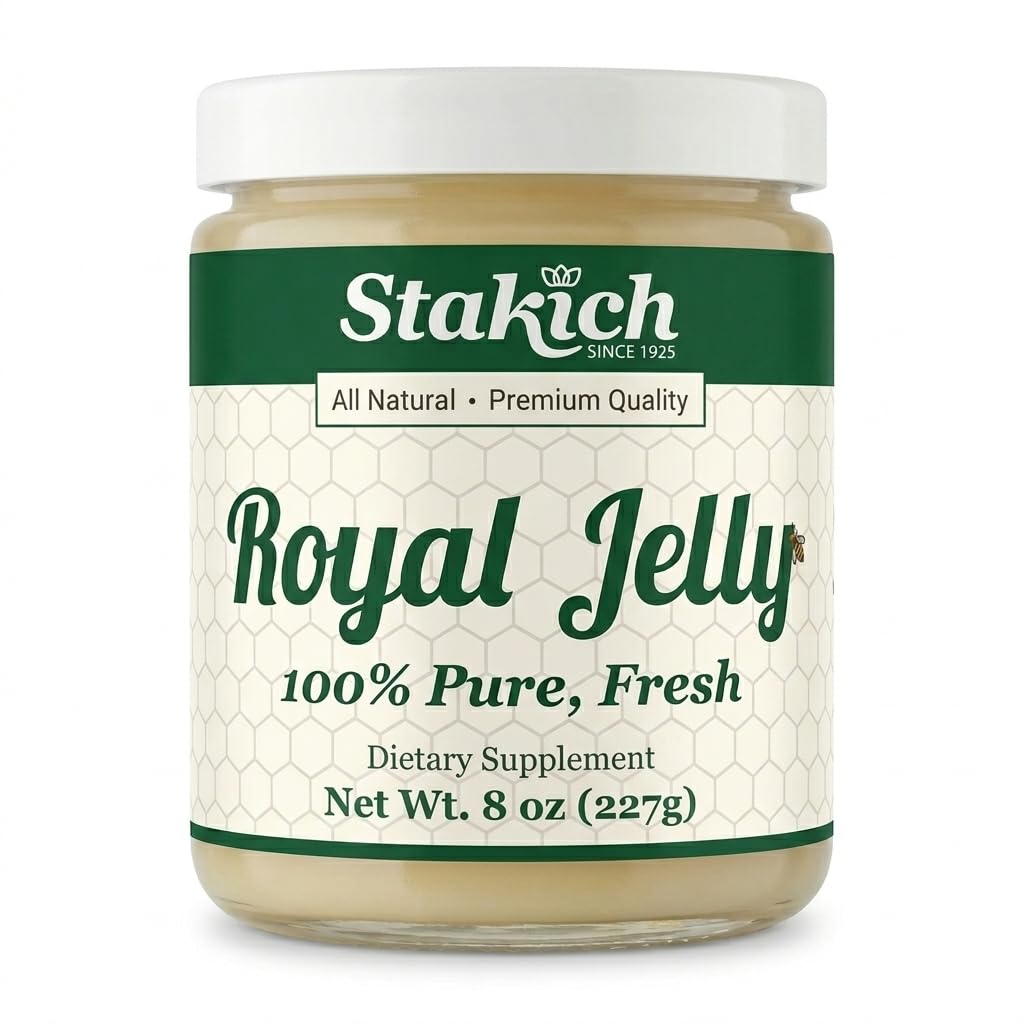 Stakich Fresh Royal Jelly - Pure, All Natural - No Additives/Flavors/Preservatives Aggiunto - 8 Ounce (227 Gram)