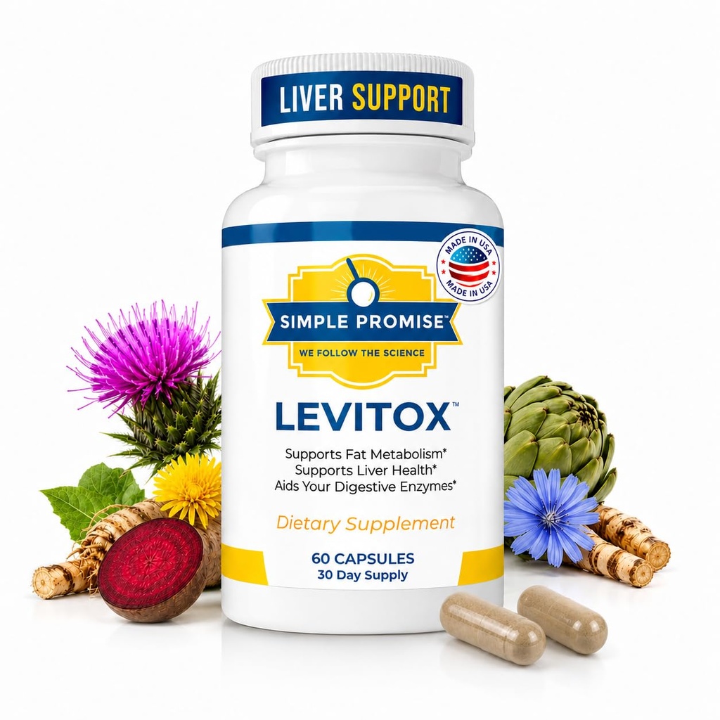Levitox - Integratore di disintossicazione del fegato del cardo del latte con Estratto di radice e carciofo di dadelion - Supporta la salute del fegato, il metabolismo e la digestione - 60 capsule