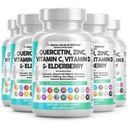 Pulire Nutraceuticals Quercetin Zinc Vitamin C Vitamina D Bromelain Elderberry - Lung Immune Support Supplemento Adulti con Artemisinina, Moss Mare, Echinacea, Allergy Relief (60 Conteggio (Pack of 5))