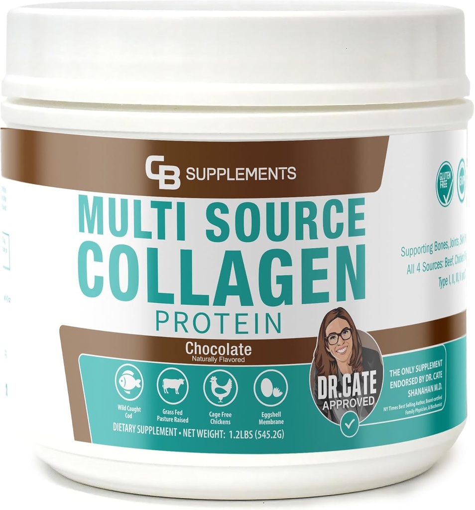 CB Integra Multi Collagen Protein – Collage idrolizzato per Joint, Skin, Gut, Hair & Nail Health – Polvere aromatizzata al cioccolato con tipi I, II, III, V & X – Grass-Fed & Clean – 58 Serve
