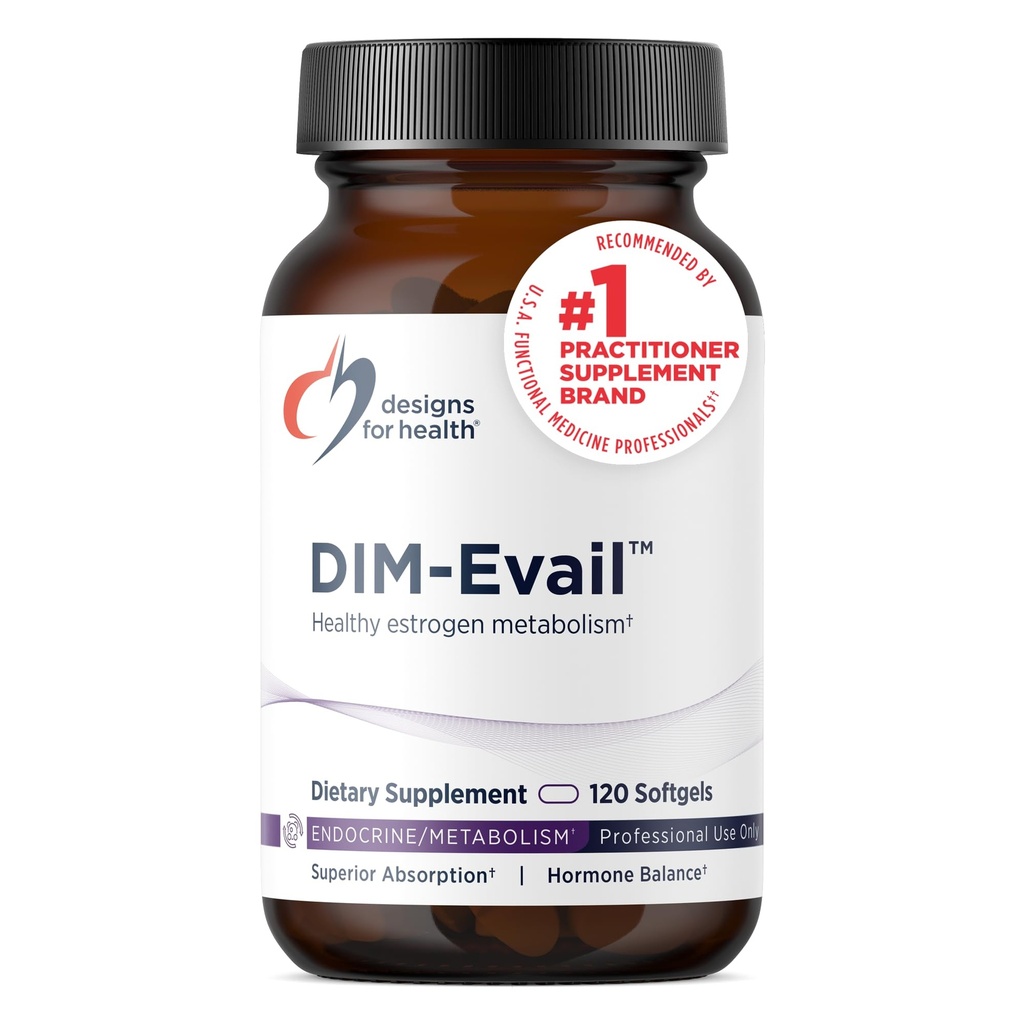 Progetti per la salute DIM-Evail - 100mg DIM Supplemento di assorbimento potenziato Diindolylmethane - Supporta il metabolismo estrogeno sano e la salute delle donne - Non-GMO & Soy-Free (120 Softgels)