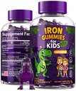Gummie di dinosauro di ferro per bambini con vitamina C | Zucchero-Free, Vegan, senza glutine e non OGM | Rilievo di anemia, Energy & Blood Health Support