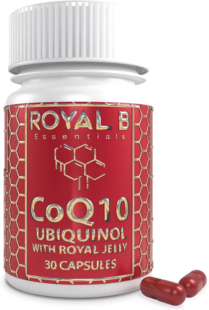 Ultra-Premium Co-Enzyme Q10 con Royal Jelly, Ubiquinol CoQ10 Capsule per la salute del cuore e la difesa immunitaria, All-Natural CoQ10 Supplemento fatto da api, 3.000 mg, 30 capsule vegetali