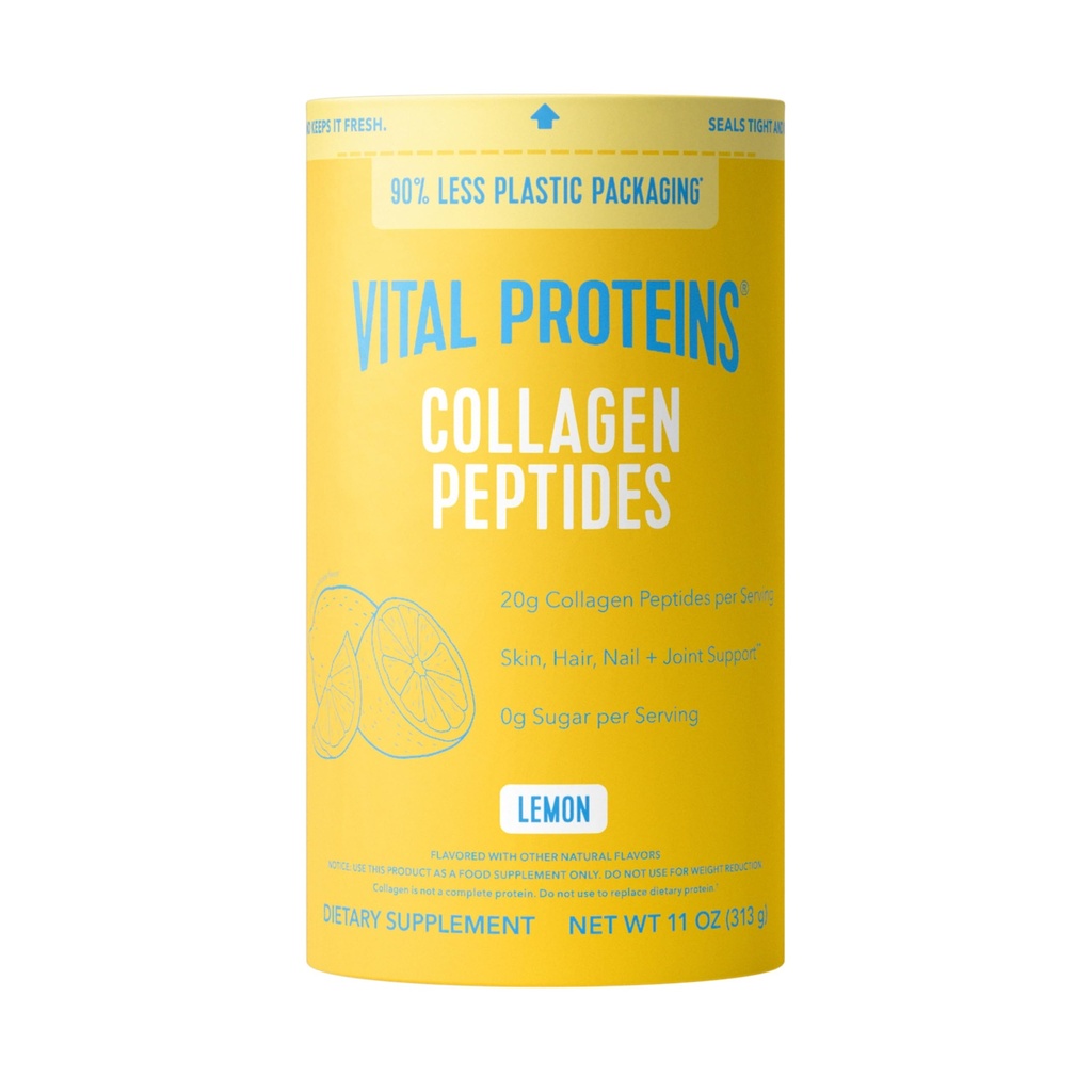 Proteine vitali Collagene Peptidi polvere, integratori di collagene, salute dei capelli e della pelle, 14 Serve, limone