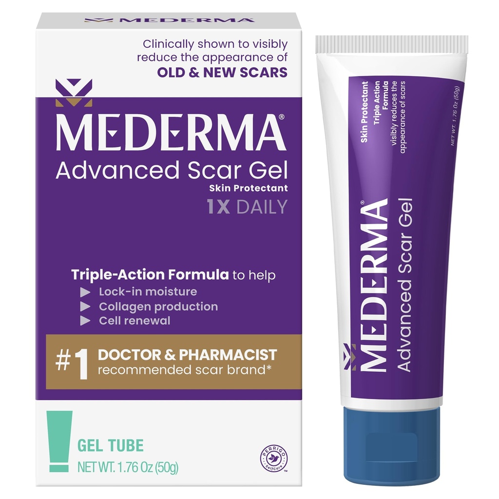 Mederma Advanced Scar Gel - Tratta vecchie e nuove cicatrici, riduce l'apparizione di cicatrici da Acne, Chirurgia, Burns, Injury & Stretch Marks, 1,76 Oz (50g)