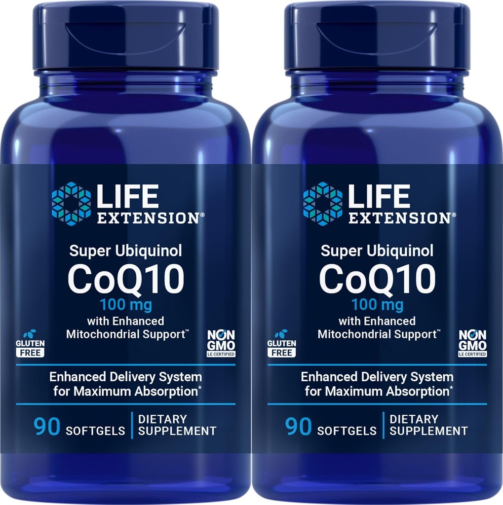 Estensione della vita COQ10 Super Ubiquinol 100mg 90 Count (Pack of 2) con il supporto mitocondriale potenziato