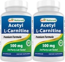 Best Naturals Acetyl L-Carnitina (ALCAR) 500mg, 120 Capsule, 120 Serve - Non OGM e Gluten Free, 1 Capsule per Serving (2 Pack)