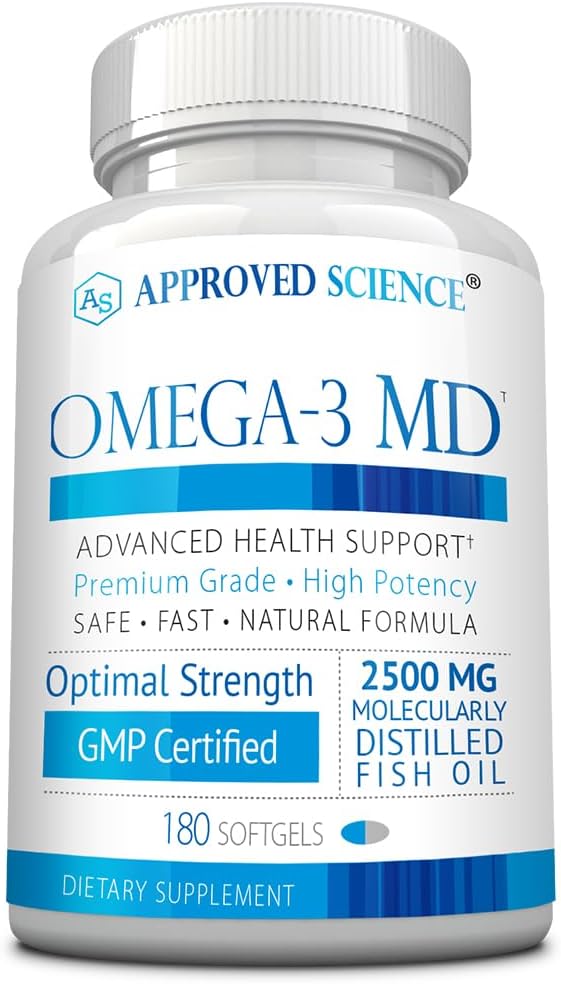 Omega-3MD - Fish Oil EPA & DHA - Migliorare la salute cognitiva - 1 bottiglia - 3 mesi di fornitura