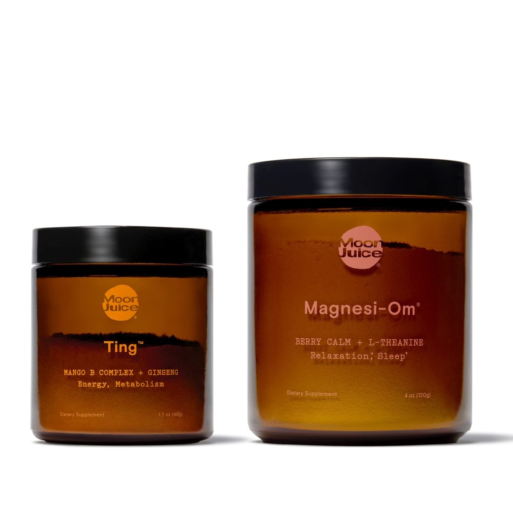 Ting & Magnesi-Om by Moon Juice | Ting Vitamin B Complex & Ginseng per la Caffeina-Free Natural Energy & Magnesi-Om Magnesium Powder Supplement per il relax | Caffeine-Free Energy & Deep Relax