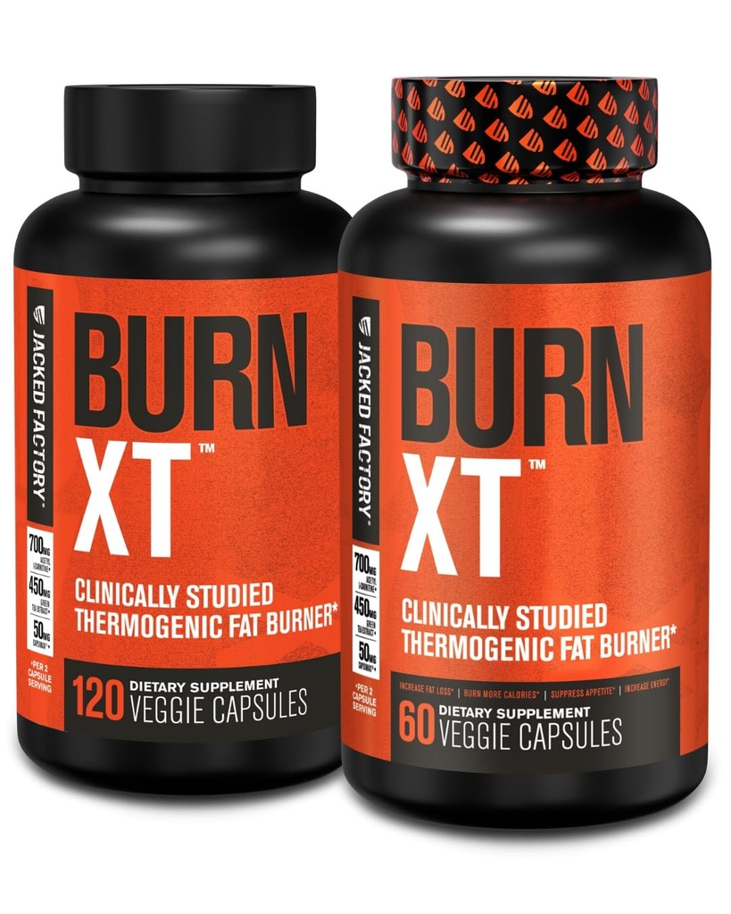 Jacked Factory Burn-XT ha studiato clinicamente Fat Burner & Weight Loss Supplement - Appetite Suppressant & Energy Booster - con Acetyl L-Carnitine, Estratto di tè verde e altro - 180 pillole di dieta naturale