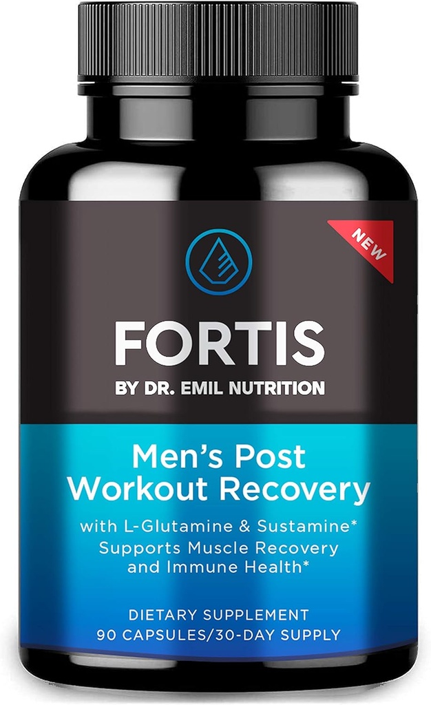 DR. EMIL NUTRITION Fortis Post-Workout Recovery Capsule per gli uomini con L-Glutamina e Sustamina per supportare il recupero del muscolo & Immune Health, 30 Serve