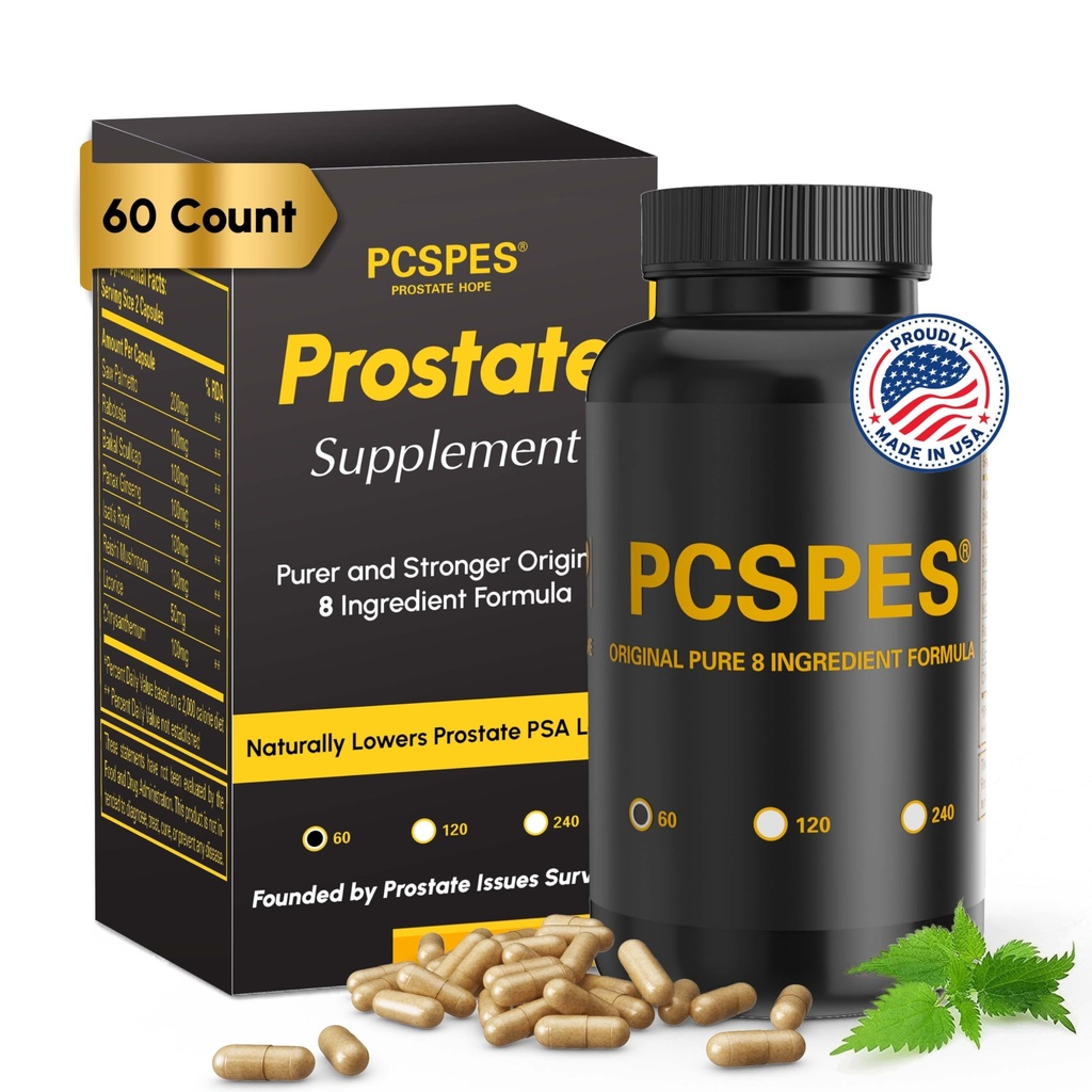 Integratori per la salute della prostata per gli uomini - Livelli PSA inferiori Naturalmente con Saw Palmetto & 7 Pure Herbs - Integratori di controllo della vescica & Ridurre Urinazione notturna 60 Count