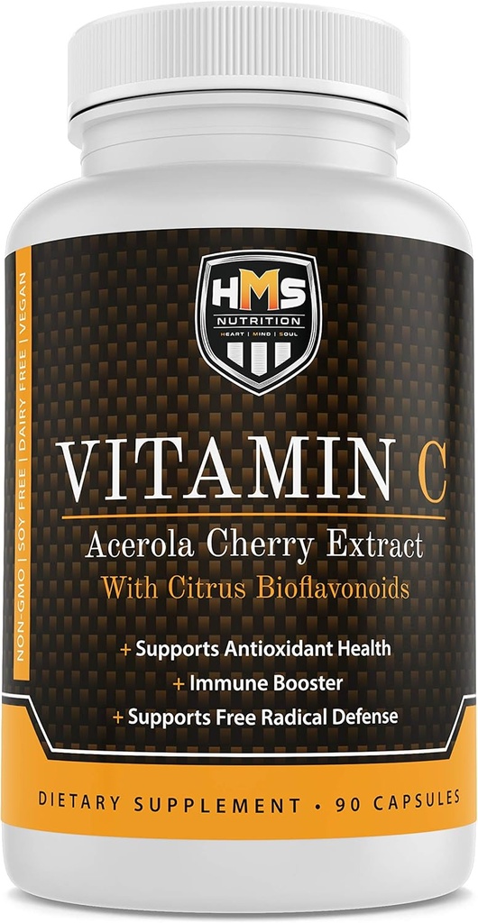 Acerola Cherry and Citrus Bioflavonoids Vitamin C Supplemento - Supporta la salute antiossidanti, Immune Booster - Vegan, Organic - 90 capsule, 90 giorni Suply