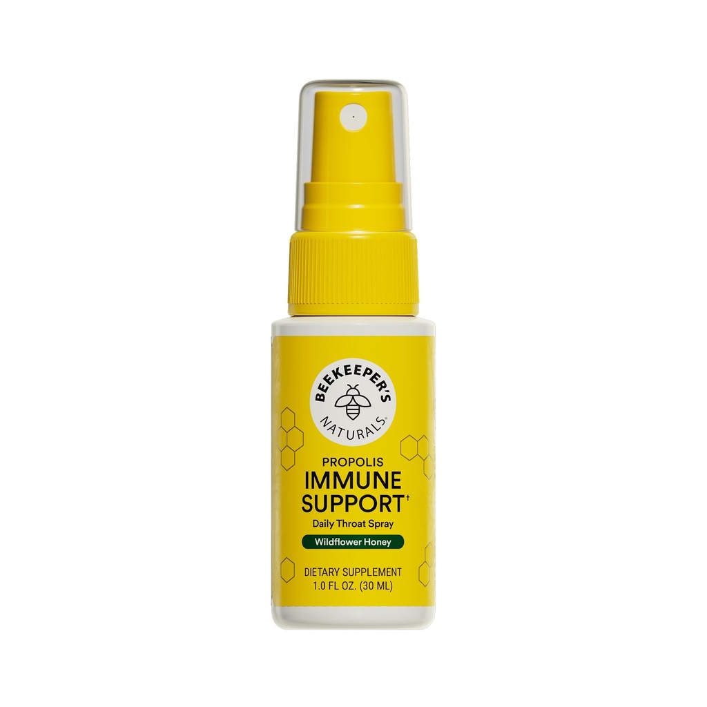 Propolis Throat Spray by Beekeeper's Naturals - 95% Estratto di Propoli di api, Supporto Immune Naturale & Sorriso Rilievo di Troia - Antiossidanti, Keto, Paleo, Senza Glutine (1.0 oz)(Pacchetto di 1)