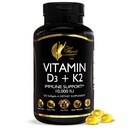 Cocó Marzo N.M.D Vitamin D3+K2 10.000 IU - Supplemento ad alta potenza per le donne e gli uomini, Supporto immunitario, Bone & Joint Health - Gluten-Free, Non-GMO, 4 mesi di alimentazione, 250 mcg D3, 180 mcg di vitamina K2