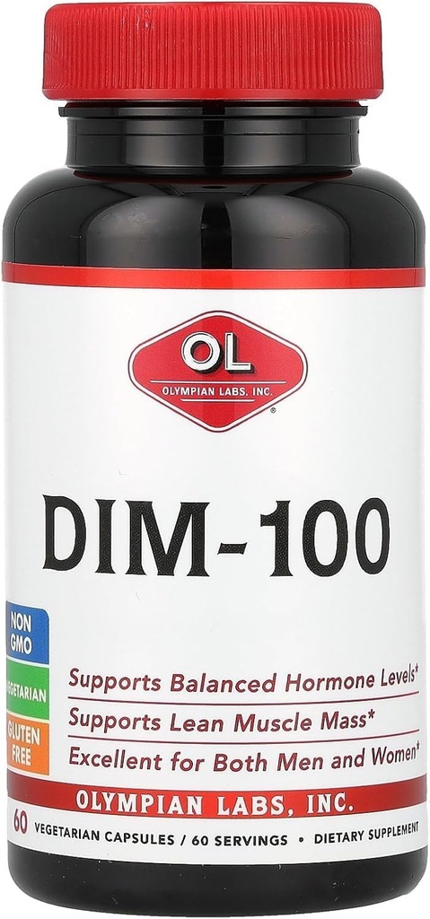 Olympian Labs DIM Supplemento 100mg - Capsule giornalieri - Diindolylmethane per uomini e donne, 100 Mg, 60 Conte