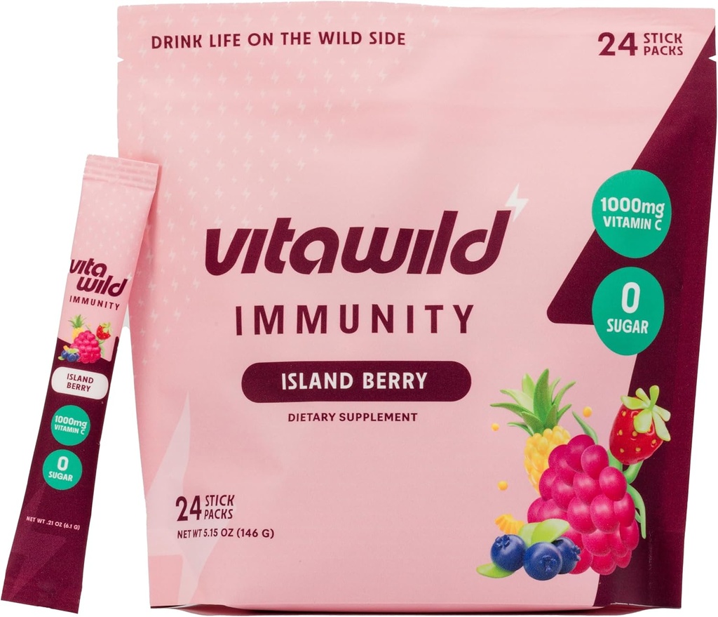 Immunity + Hydration Electrolyte Drink | Elderberry & Zinc Immune Support Hydration Packets | Vitamina C 1000mg | Integratore di supporto immunitario | Vitamina C e Zinco di Elderberry di Emergenza