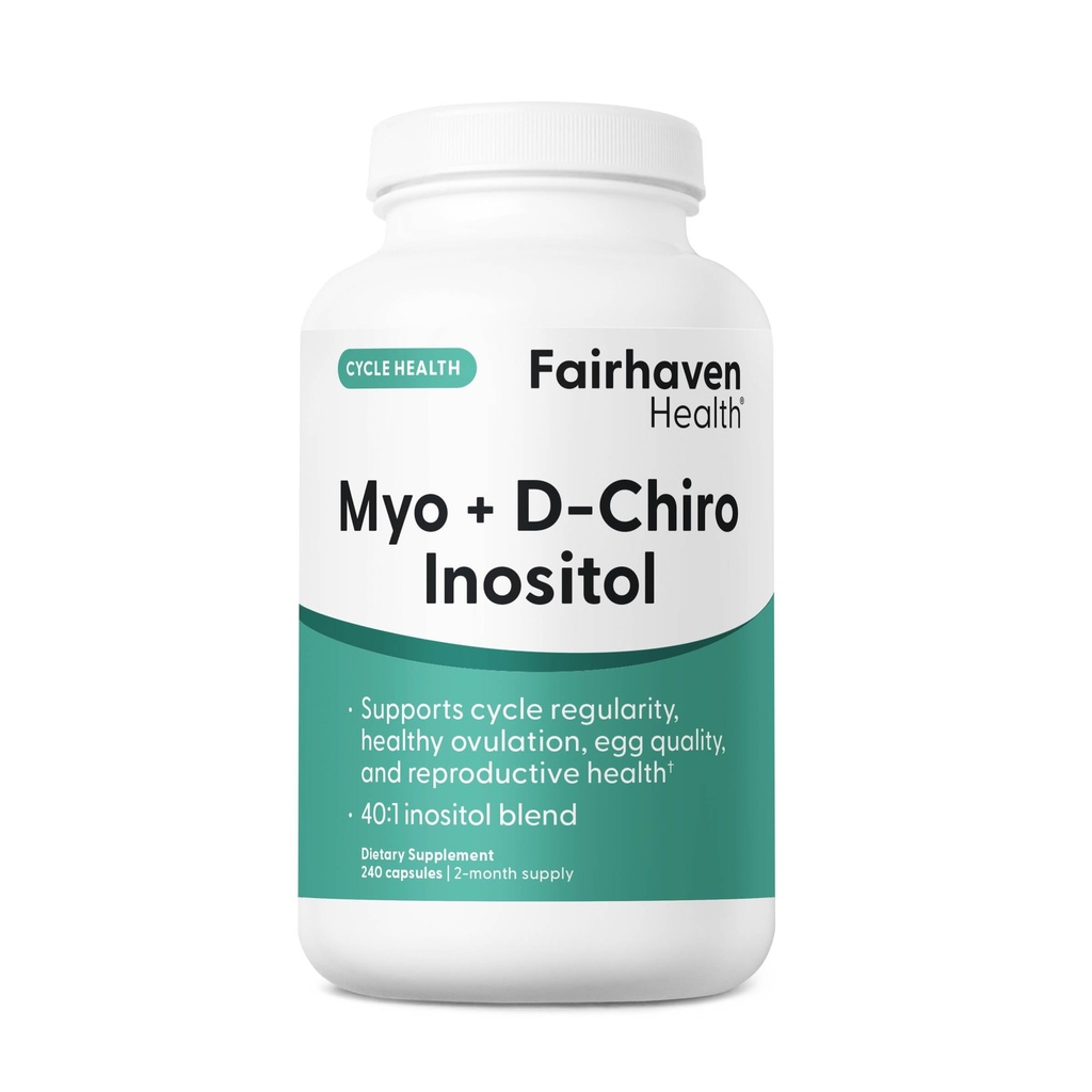 Fairhaven Health Myo-Inositol e D-Chiro Inositol Supplemento per le donne | 40:1 Ratio | Supplemento di fertilità femminile per le donne e l'equilibrio dell'ormone* | Vegan | 240 Myo & D-Chiro Inositol Capsule