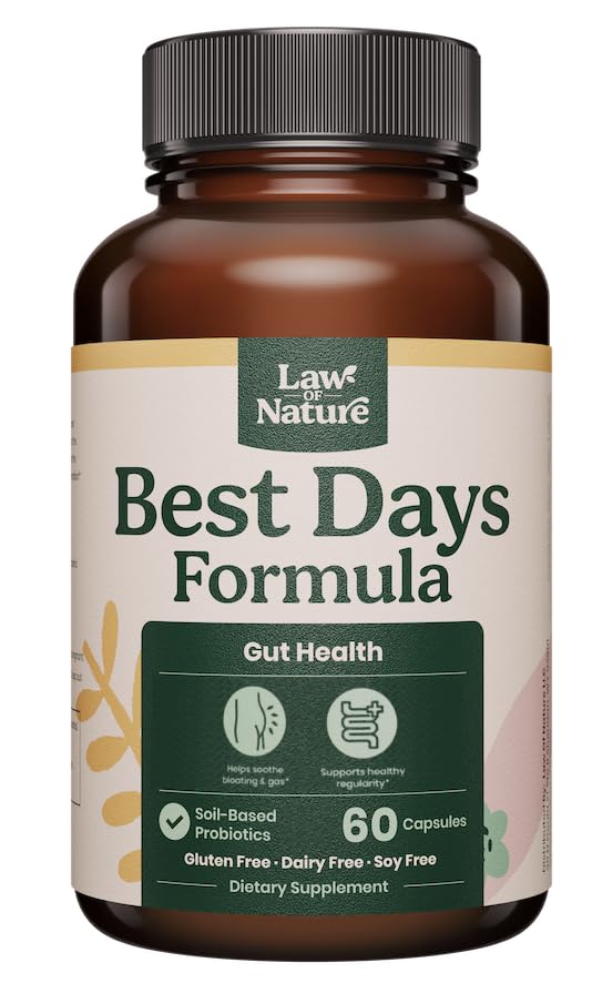 Migliori Giorni Formula | Supporto avanzato 5-in-1 Gut per Bloating, Gas & Irregularity | Probiotici a base di suolo + Prebiotici, L-Glutamina, Aloe Vera & More | 60 capsule