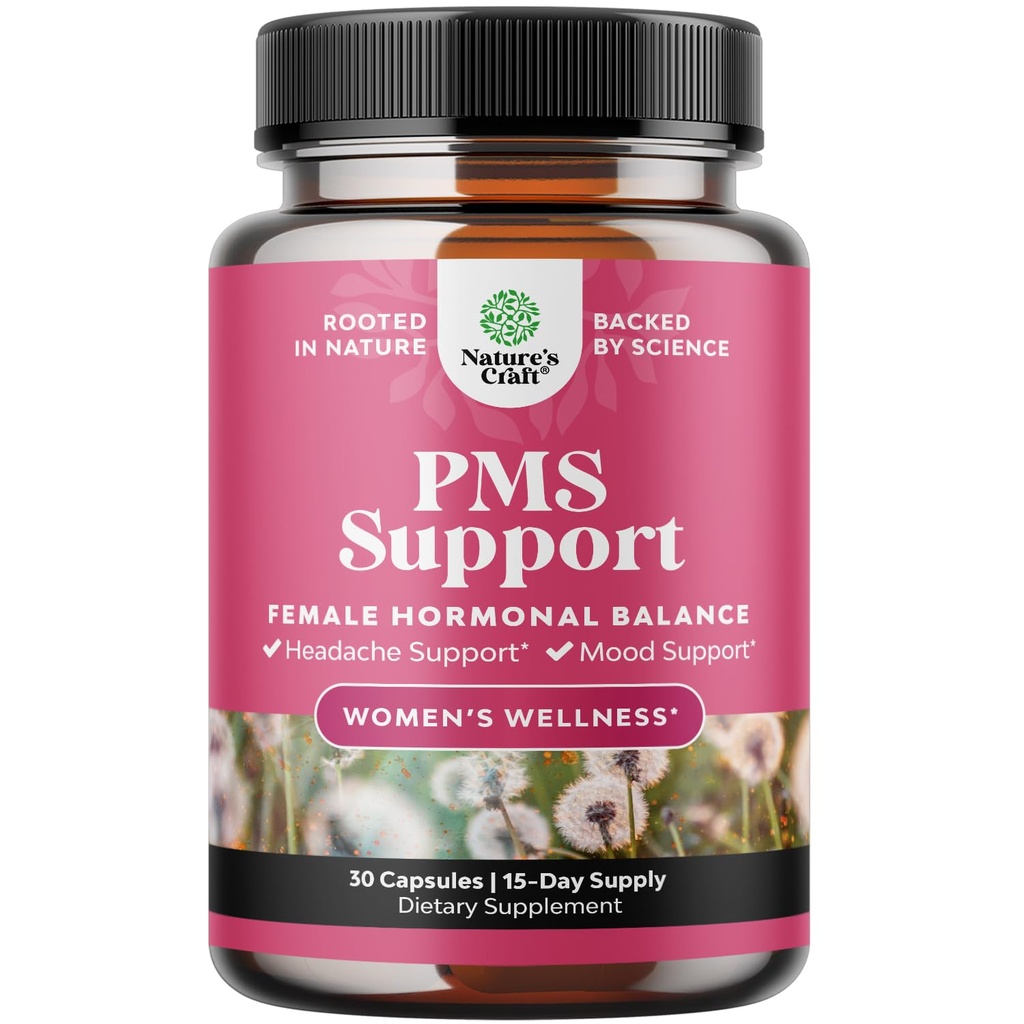 Supplemento di supporto PMS per le donne – equilibrio di ormone per le donne e la malattia mestruale con DIM, Chasteberry, Cohosh nero & Ashwagandha - per periodo Cramps Ease, Menopause Bloating, Mood Swing – 30 Ct