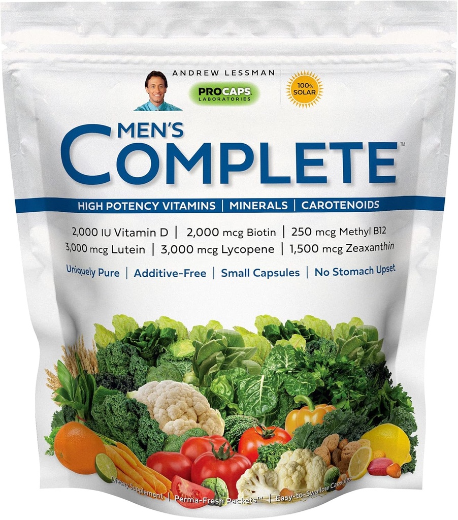 ANDREW LESSMAN Multivitamin-Men's Complete 30 Packets - High Potencies of 30+ Nutrienti, Vitamine essenziali, Minerali, Carotenoidi. Piccolo Easy-to-Swallow. Nessun Binders, nessun Filler, nessun Additivo