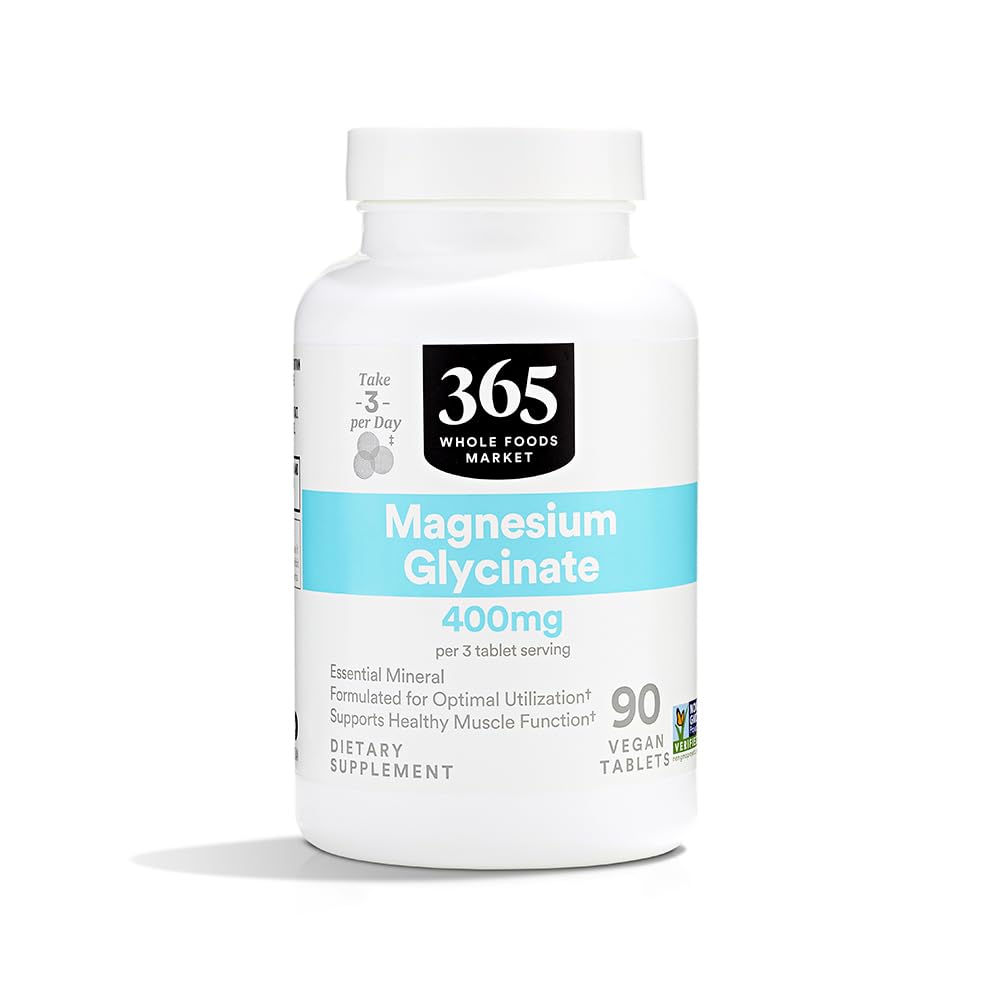 365 da Whole Foods Market, Magnesium Glycinate Tablets, 400 MG, 90 Count