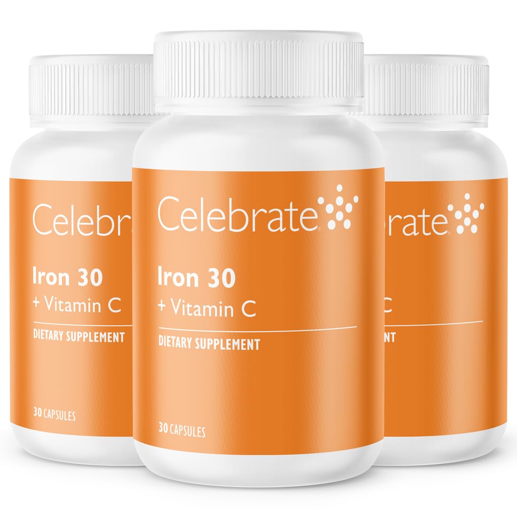 Celebrare Vitamine Ferro Supplemento con Vitamina C - Ferro 30mg, Vitamina C 60mg, Vitamine Bariatrica per pazienti WLS, Manica Verticale & Gastric Bypass Chirurgia – 90 Capsule