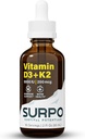 Vitamina D3 + K2 Gocce liquide con Omega 3 olio - 5000 IU Vitamina D Gocce K2 per il supporto dell'ormone & Bone Salute - Vitamina liquida D3 con K2 Gocce per assorbimento massimo - 2Fl Oz Vitamina K2 D3
