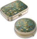 Pillola Case Pill Box con Specchio Retro Piccolo Pillola Case per Purse o Pocket Bronze Pill Box o Vitamine, Olio di Pesce, Integratori, Pillola Containe Regali di viaggio(2PCS)