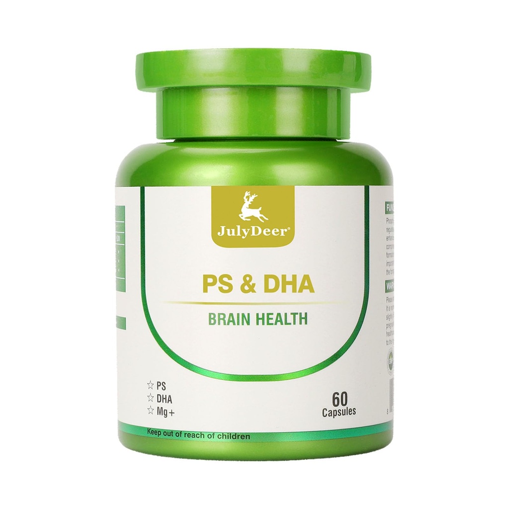 Magnesio L-threonate -100mg, DHA-100mg, Phosphatidylserine-40mg, Magnesio supplemento complesso per la salute del cervello dei bambini anziani e il supporto cognitivo migliorano il cervello - 60 capsule