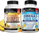 Quercetina di curcuma con supplemento di bromelaina (1 mese di fornitura) Plus Triple Strength Omega 3 Fish Oil Softgels (1 mese di alimentazione)