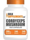 BulkSupplements.com Cordyceps Mushroom Capsule - Cordyceps Extract, from Cordyceps Sinensis - Gluten Free, 2000mg Equivalent Serving - 1 Capsule per Serving, 240 Veg Capsules (Pack of 1)