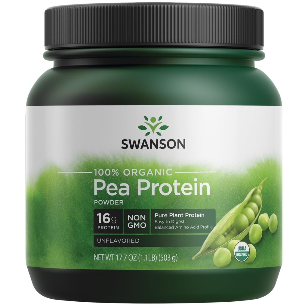 Swanson 100% certificata Pea Protein Polvere non OGM 1.1 lb (503 g) Pwdr