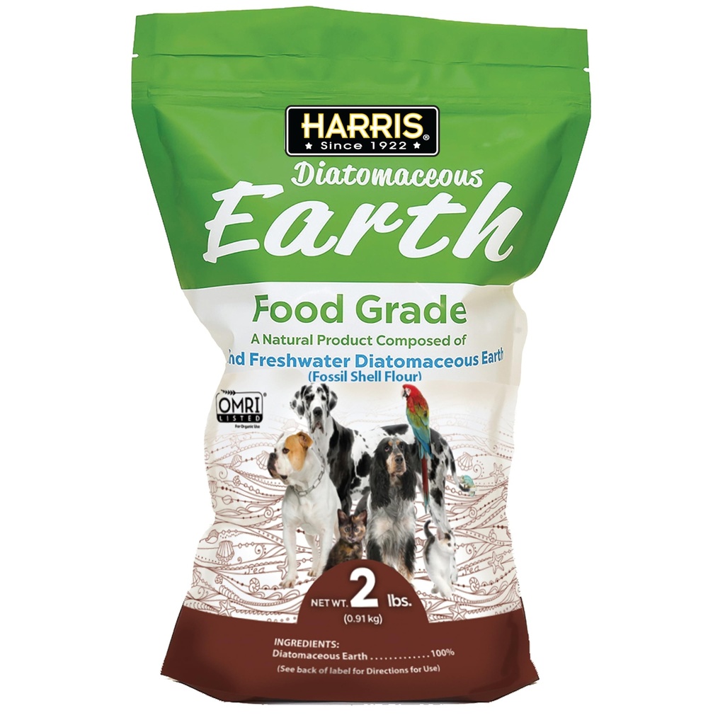 Harris Food Grade Terra Diatomaceous per animali domestici, per gatti, cani, cavalli e animali domestici, certificata per uso biologico, 2 LB Bag
