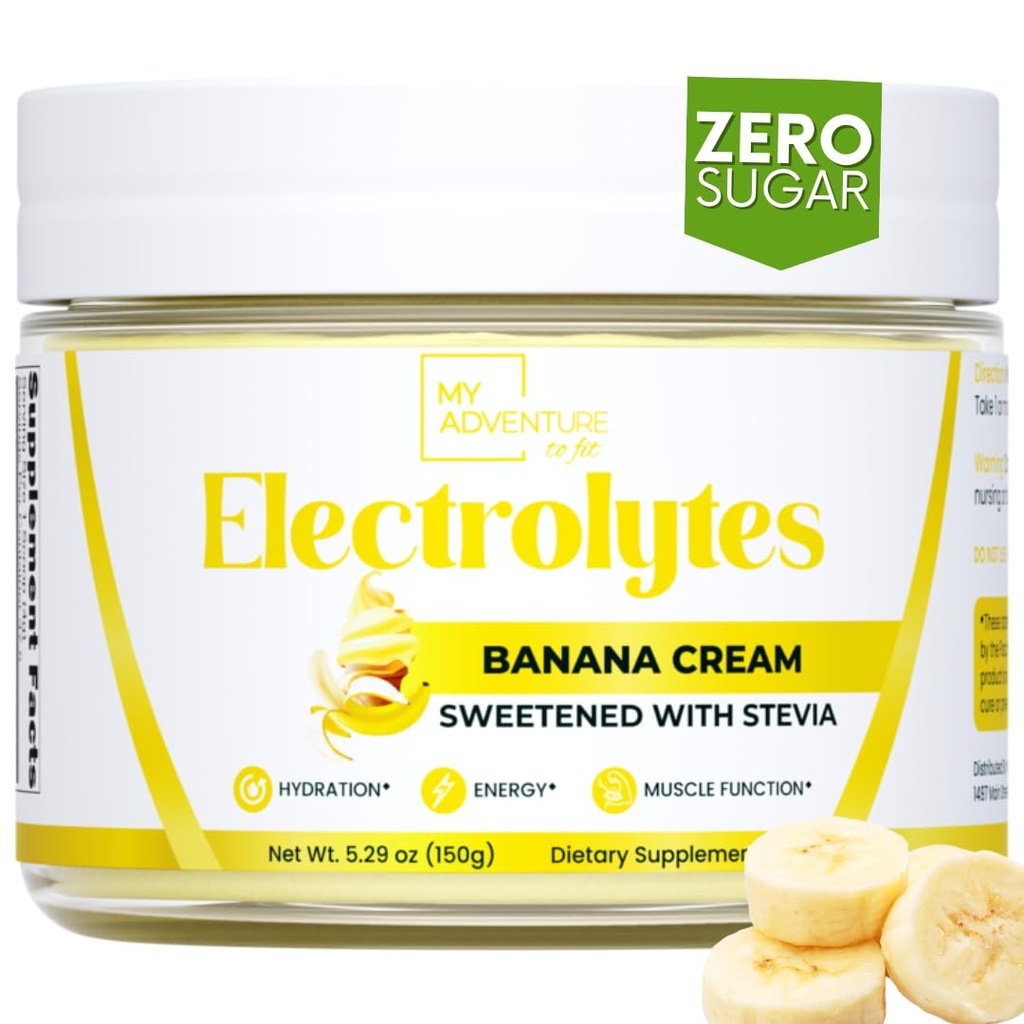 Zucchero Zero - Polvere di elettroliti della crema di banana - Idratazione rinfrescante - Caffeina Energia libera con tutti gli ingredienti naturali - Vegan, Keto & Paleo - Miscela di bevanda di polvere di elettroliti senza zucchero - 37 Serve