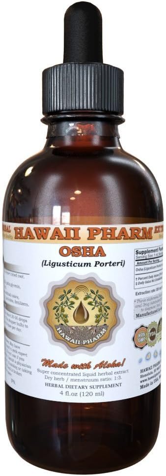 Hawaii Pharm OSHA (Ligusticum porteri) Estratto di liquido, tintura, Integratore di erbe, Made in USA, 2 fl.oz