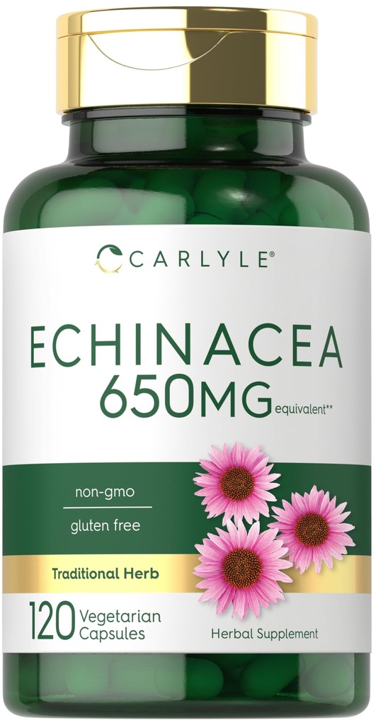 Carlyle Echinacea | 650mg | 120 capsule | Vegetariano, Non OGM & Gluten Supplemento gratuito