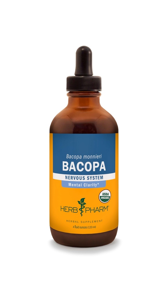 Estratto di liquido Bacopa biologico certificato di Herb Pharm per il supporto del cervello - 4 once