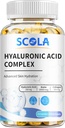 Capsule Acido Ialuronico SCOLA - 250 mg HA + 10.000 mcg Biotina, 60 capsule Vegan | Idratazione Profonda, Hair & Nail Support | Formula Non OGM