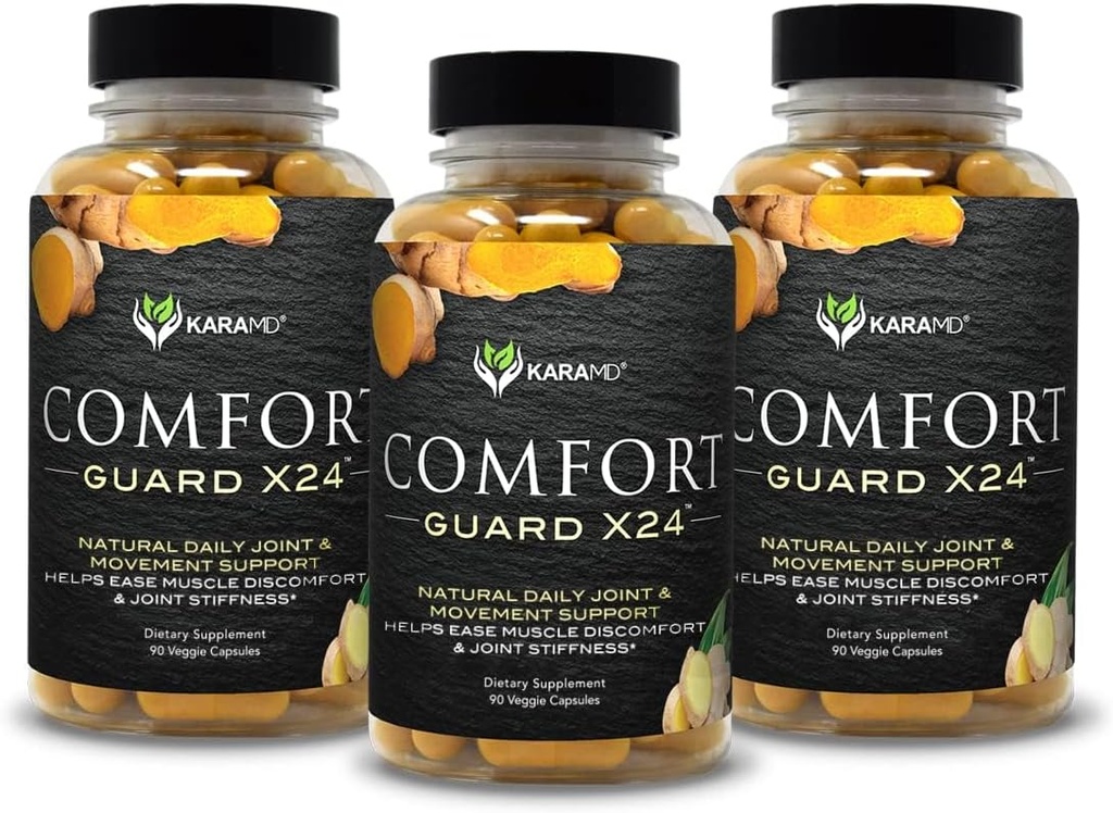 KaraMD Comfort Guard X24 | Joint & Movement Support Supplement | Curcumin Turmeric, Boswellia & Ginger | Discomfort Ease Muscle & Joint Stiffness | Non-GMO, Gluten Free & Vegan Friendly (3 Pack)