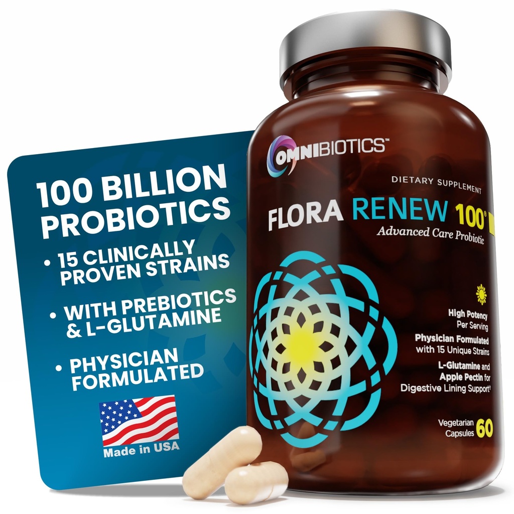 100 miliardi di probiotici - Probiotici 15-Strain per le donne e gli uomini, DRCaps rilasciato ritardato, Prebiotici, L-Glutamina, Pectin di mela, Gut Lining Support, Shelf Stable, Non-GMO, 60 capsule vegane per gli adulti