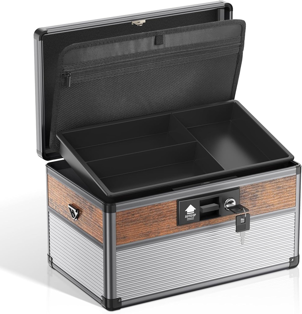 Scatola di blocco della medicina lucida, scatola di blocco della medicina, scatola di sicurezza Boxes【Medium Black】 12 x 7.68 x 7,87 pollici, cassetta di sicurezza di primo soccorso per il farmaco