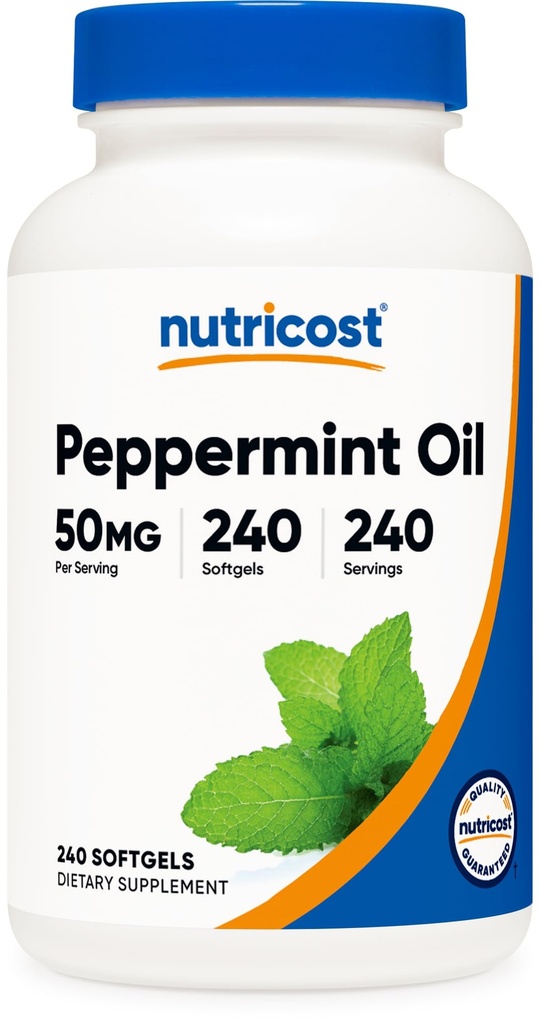 Olio di menta piperita Nutricost Softgels (240 SFG) (50 MG) - Gluten Free, Terze Parti Testate e OGM Free