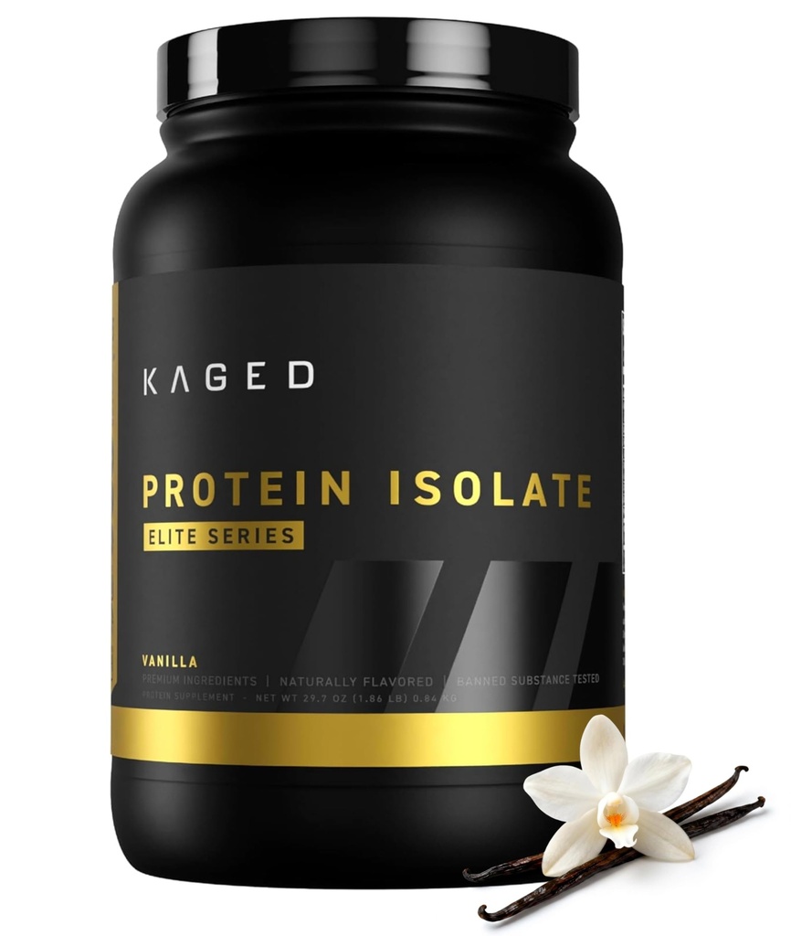 Kaged Whey Protein Isolate Elite Powder | Vanilla | Whey, Casein, & Milk Protein Blend | Post Workout Recovery Drink | Supports Muscle Building | Supplementi per Men & Women | 2 lbs