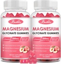 (2 Confezione) Magnesio Glycinate Gummies-Magnesium Glycinate 500mg, Magnesium Complex Supplement with Potassium, VitaminD, B6 for Calm, Sleep&Stress Relief-Sugar Free, 120 Peach Magnesium Gummies