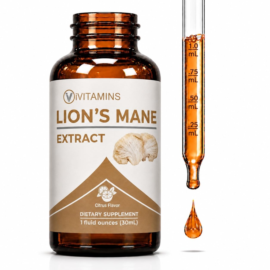 Lions Mane Liquid - Lions Mane Tincture for Memory, Focus & Clarity - Lions Mane Supplement - Lions Mane - Lions Mane Mushroom Supplement - Nootropics Brain Support Supplement - (1 Pack)