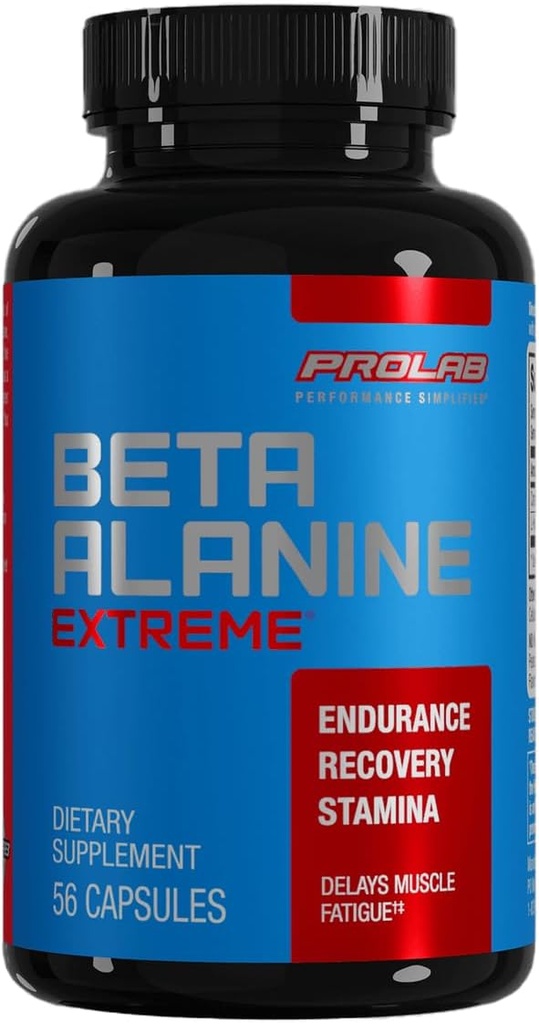 Prolab Nutrition Beta Alanine Extreme con Carnosyn, 3200mg di alta potenza, migliora l'efficienza di allenamento e relè (56 Caps)