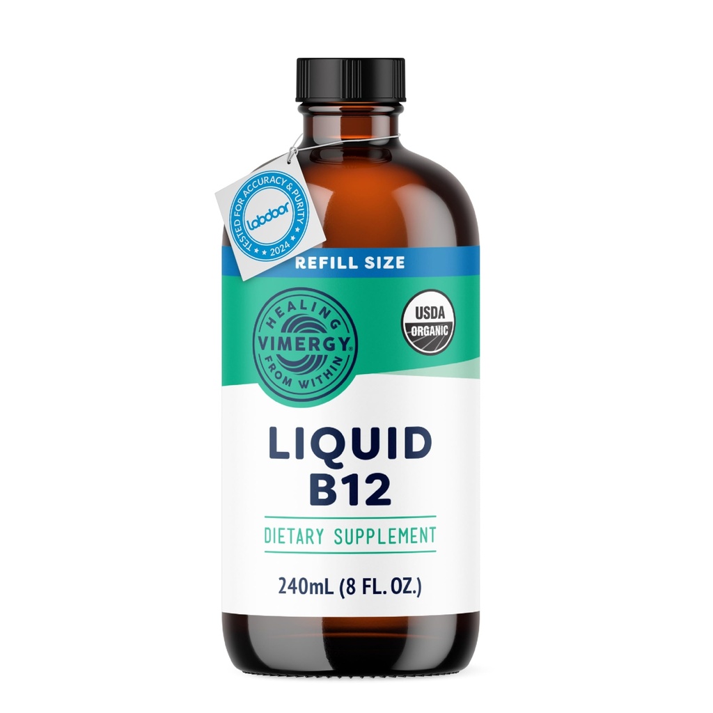 Vimergy Liquid B12 Refill – Supporto per il cervello rapido – Integratore per il supporto energetico – Certificato USDA Organico, Vegan, Non OGM – 240 Serve (240 mL)